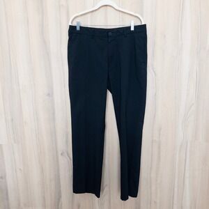 Roundtree & Yorke Mens Performance Pants 34x30 Black Flat Front Golf Tech Active